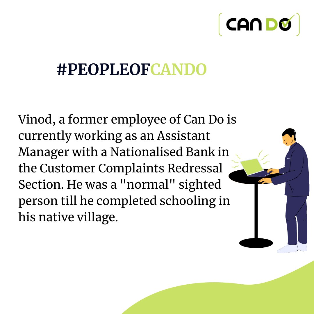 cando_india's tweet photo. Here is Vinod’s journey of getting his dream job. Read his story of success #Peopleofcando

#Candoindia #candoinitiative #Supportcando #CanDofordisability #employeeStories #employeespotlight #peopleofCanDo #peoplewithdisabilities #disabilityinclusion #ShareMax https://t.co/V76LMoSiaP