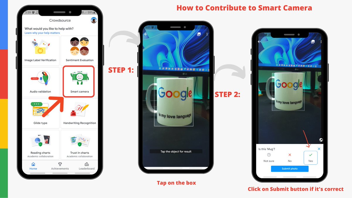 How to do the Smart Camera Contributions.

#shareyourworld #GoogleCrowdsource #smartcamera