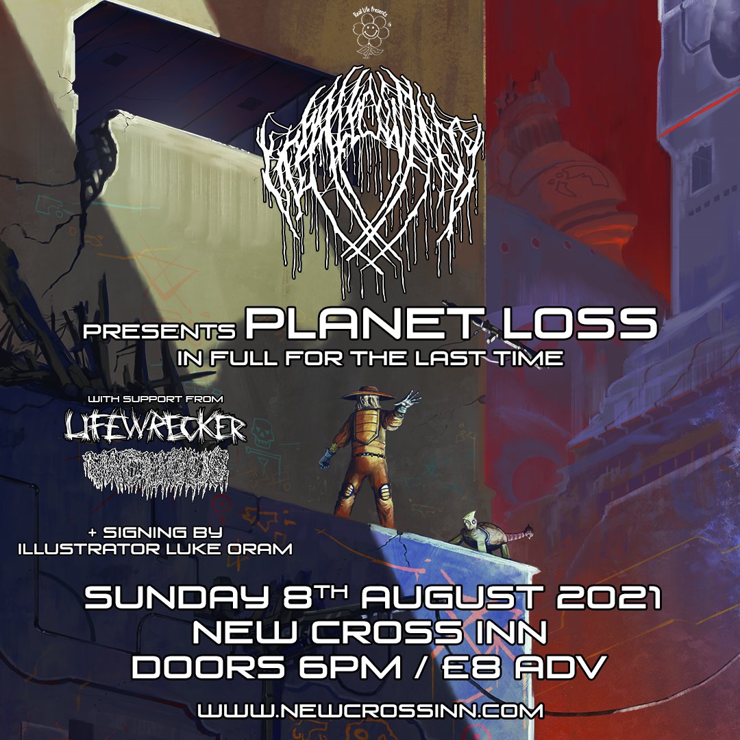 The final 'PLANET LOSS' era show goes down this Sunday at @NewCrossInn alongside #lifewrecker, #vacuous and a special comic signing by @LukeOram. This one will be special. Tickets available via New Cross Inn. #planetloss #scifiordie #wallowing #oram #comicbook #conceptalbum