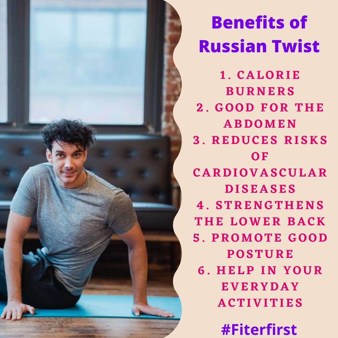FiterFirst's tweet photo. The Russian twist is an effective way to build your core and shoulders. It's a popular exercise among athletes since it helps with rotational movement, which happens often in sports.
.
.
#Fiterfirst #russiantwist #exercise #fitness #workout #gym #motivation #health #fit https://t.co/ha792c8cqE