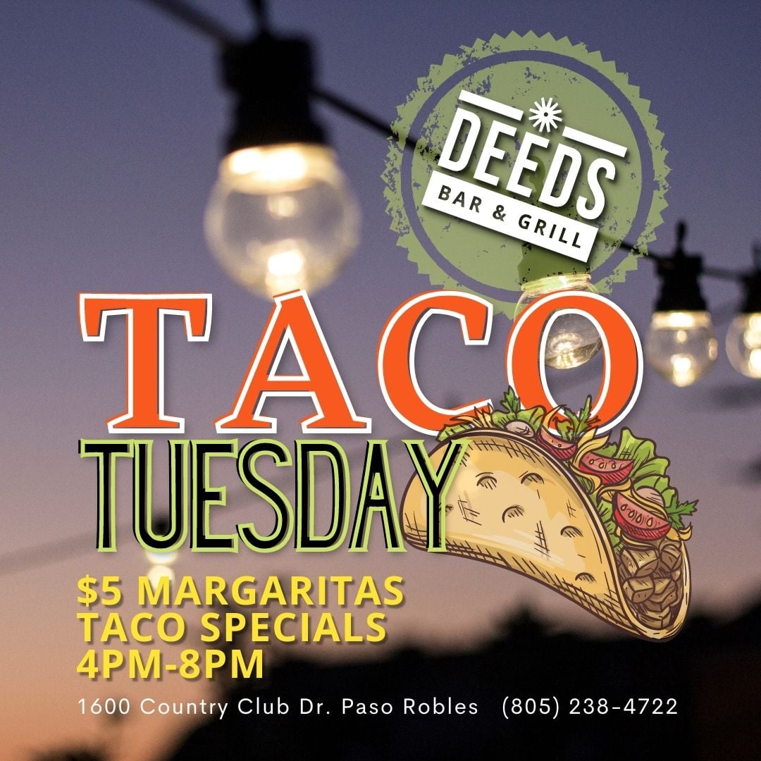 Paso Robles GC on Twitter "It's Taco Tuesday😍!! Drink🍺& Taco🌮Specials