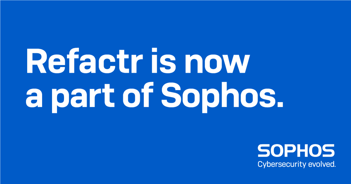 RefactrIT's tweet image. Today, we&apos;re excited to announce that @Sophos, a global leader in next-generation cybersecurity, has acquired Refactr.

&quot;Our mission is to enable DevSecOps to become the modern approach to automation, where cybersecurity use cases like SOAR, XDR, compliance, cloud security... 1/5