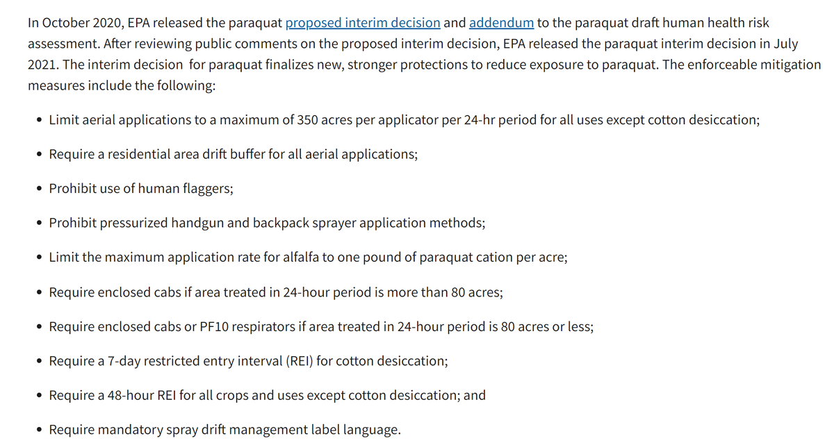 EPA announced new limitations on the use of paraquat yesterday. You can read their decision here for details. 

regulations.gov/document/EPA-H…

Below is a high level summary of the new limitations.