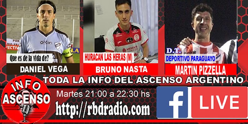 AscensoInfo's tweet photo. Hoy en Infoascenso toda la info del ascenso argentino
🎙️#FederalA @BrunoNasta @prensahuracan
🎙️#PrimeraD Martin Pizzella DT de @DepParaguayoOK
🎙️En el segmento que es de la vida de" Daniel Vega #Platense 
Escuchanos por https://t.co/se1S4NiYmz y por nuestro Facebook https://t.co/qA9alLIwxE
