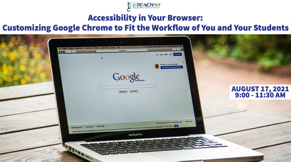 eTeachNY's tweet photo. Ready to explore Google Chrome &amp; ChromeOS? Join our PD session on 8/17! We'll be reviewing accessibility options and exploring practical workflow enhancements (bookmarks, extensions, shortcuts &amp; other customizations). 💻 Sign up at https://t.co/lUYQhhM7XZ ! https://t.co/oifxZV3jKe