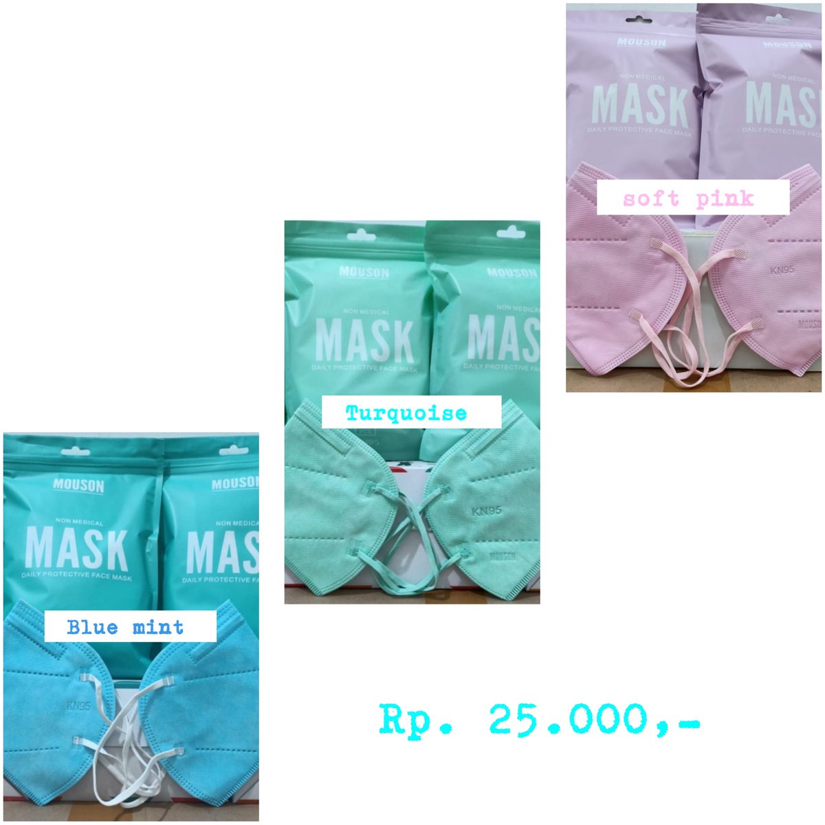 Bismillah..
Update stok masker dulu ya, beb. Ayo bantu habisin yuk! 😘 Warnanya kece badai. 😍

Ini KN95, 5 ply, Insya Allah nyaman dan aman untuk menemani aktivitas sehari-hari.

Pengiriman dari Purwokerto via JNE, J&amp;T, Pos. 

WA: bit.ly/amwidyouchat

Tolong bantu RT yah. 🤗