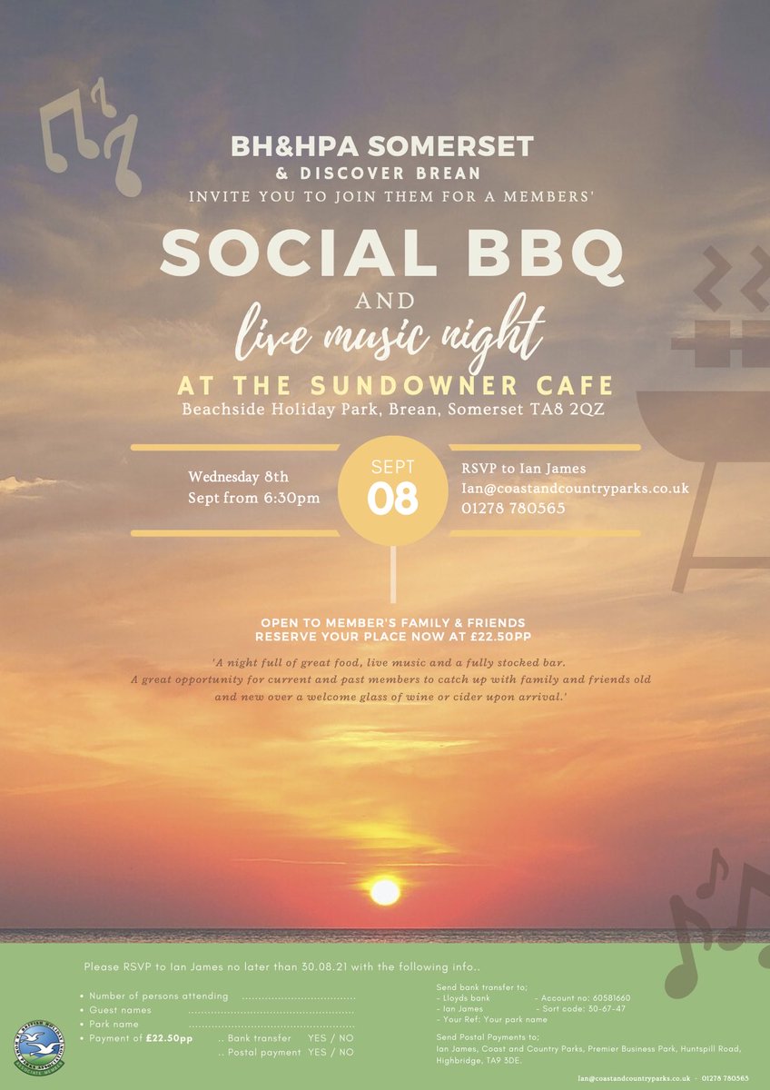 BH&amp;HPA Somerset branch BBQ, 8th September at The Sundowner, Brean