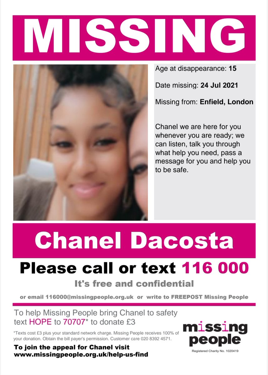 strtzTn1's tweet photo. Chanel has been missing over a week now, if you know anything please get in touch !!! https://t.co/ZwhQtNUWeS