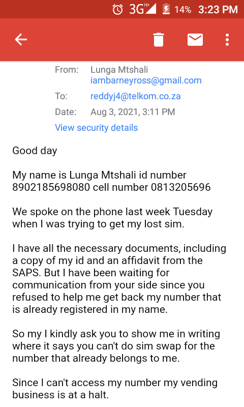 lungalungalunga's tweet image. @TelkomZA #lostsim