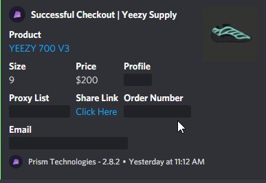 sagetansel's tweet image. My 1st Yeezy Day:

Improvements to be made in the future, but success is success ✅

🤖: @PrismAIO 
⚡️: @patekproxies 
🧑‍🍳: @mamiskitchenio @ChopsAndClips @SoleSocietyVIP 
💻: @hydraservers_