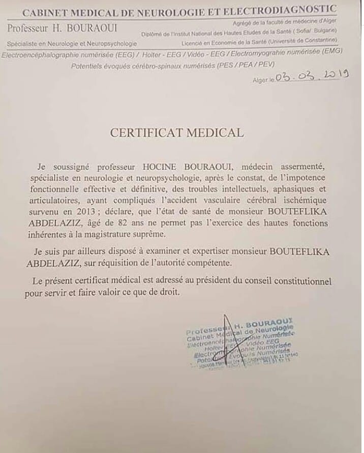 epsilonov71's tweet photo. Live🇩🇿
3 Août:
Un grand professeur emporté par le COVID-19:
Le célèbre neurologue et neuropsychologue, le Pr Hocine Bouraoui, a rendu l'âme aujourd'hui.
C'est lui qui a soussigné le certificat médical de l'incapacité de Abdelaziz Bouteflika d'exercer les fonctions de président https://t.co/o1AtNGyJoY