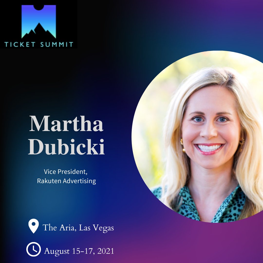 TicketSummit's tweet photo. Meet our speaker, Martha Dubicki, Vice President of Client Services at Rakuten Advertising, where she works with leading brands to create effective and profitable #digitalmarketing strategies.

Reserve an all-access pass to Ticket Summit by visiting https://t.co/vrUHL0BqXf https://t.co/q6aq9BqDWK