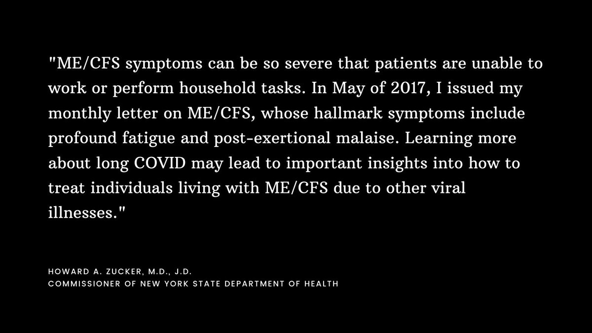 The monthly letter from Dr. Howard Zucker, <a href="/nysdoh/">me</a> Health Commissioner, urges physicians to recognize signs &amp; symptoms of #LongCOVID and to consider diagnosis of #MECFS. 

Read the full letter: on.ny.gov/3C8YkLM

#CountLongCOVID #Millionsmissing #PwME