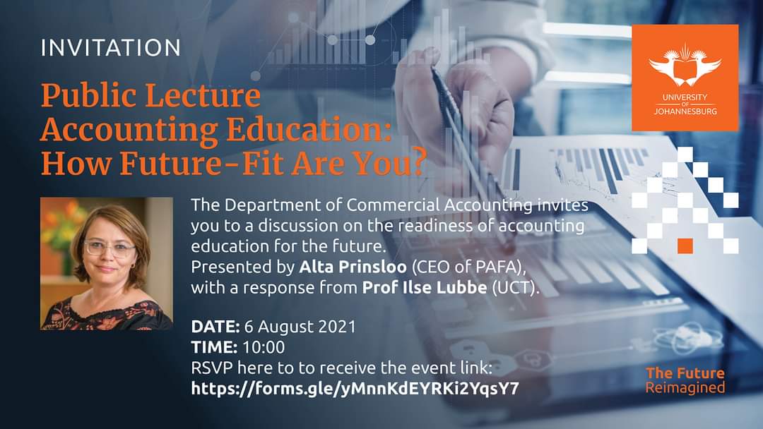 Join our Public Lecture about the future readiness of accounting education. Use the following link to rsvp: forms.gle/yMnnKdEYRKi2Yq…
<a href="/IFAC/">IFAC</a> <a href="/go2uj/">University of Johannesburg</a> <a href="/UJAccountancy/">Accountancy@UJ</a>