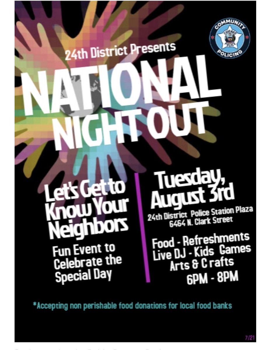 Come out and meet community from Rogers Park, fun, food , live DJ, games for kids and prizes!!Fun time for everyone <a href="/ChicagoCAPSHQ/">ChicagoCAPSHQ</a>