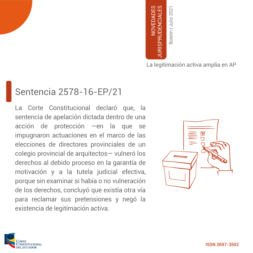 CorteConstEcu's tweet photo. #NovedadesJurisprudenciales | La legitimación activa amplia en AP. 📄Ver sentencia➡️ https://t.co/yiztXSuh3D https://t.co/CE9eyoyAS7