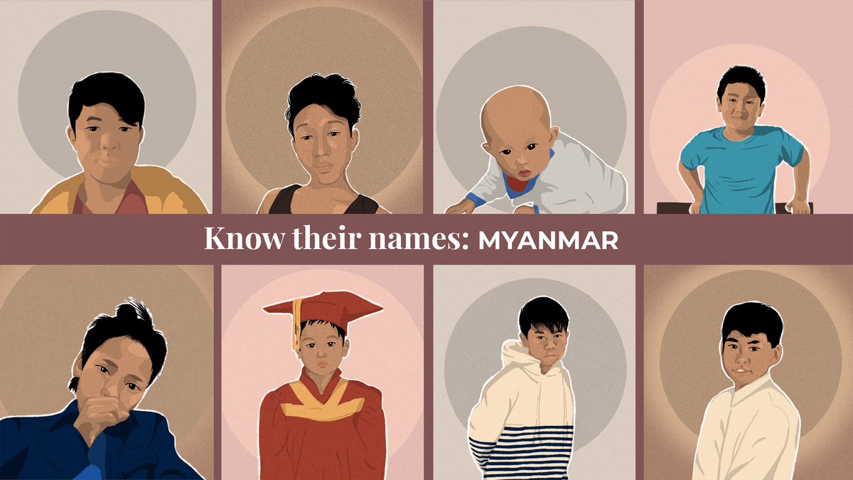 KenRoth's tweet photo. According to the UN Human Rights Committee, the Myanmar junta's security forces have killed at least 75 children since the coup. Here are some of their names: https://t.co/Q3ScPxUbwC https://t.co/qSbqU8VcTD
