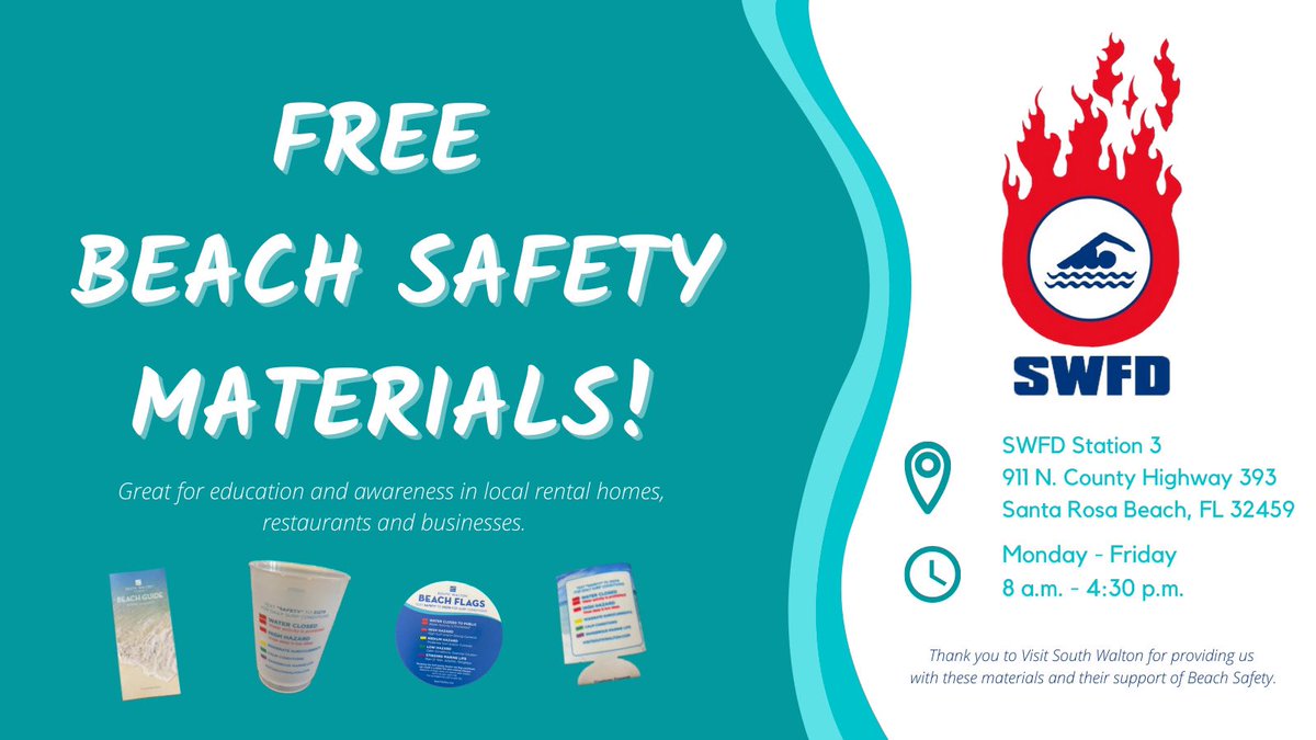 ATTENTION! 🚨

Koozies, magnets, coasters, cups and more featuring our Beach Safety Flag System are available FREE to the public at the SWFD HQ.

See details below ⬇️⬇️