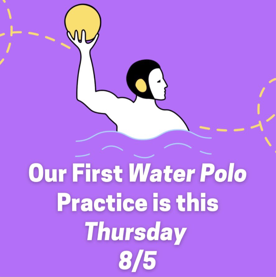 AquaticsFHS's tweet photo. Our first water polo practice is this Thursday!!!! We will have a meeting at 4pm, followed by practice.
#waterpolo #warrioraquatics https://t.co/NxCkgC0kWY