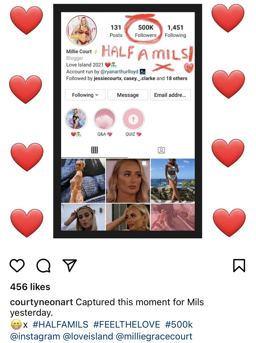 OfficialPLT's tweet image. Millie’s dad is too CUTE on his Instagram page 😢 Half a mils ❤️ #LoveIsland