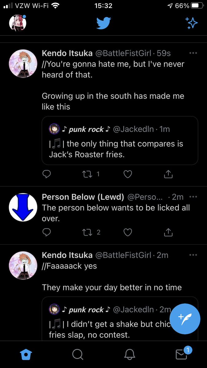 //the bot really likes you for some reason today <a href="/BattleFistGirl/">Kendo Itsuka</a>