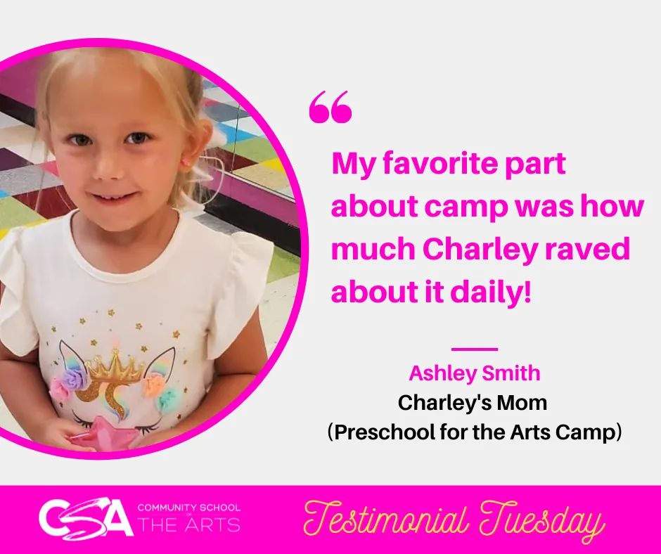 #TestimonialTuesday with Ashley Smith who's daughter Charley joined us in June for our Preschool for the Arts Camp! We look forward to having Charley as part of our program for many years to come!