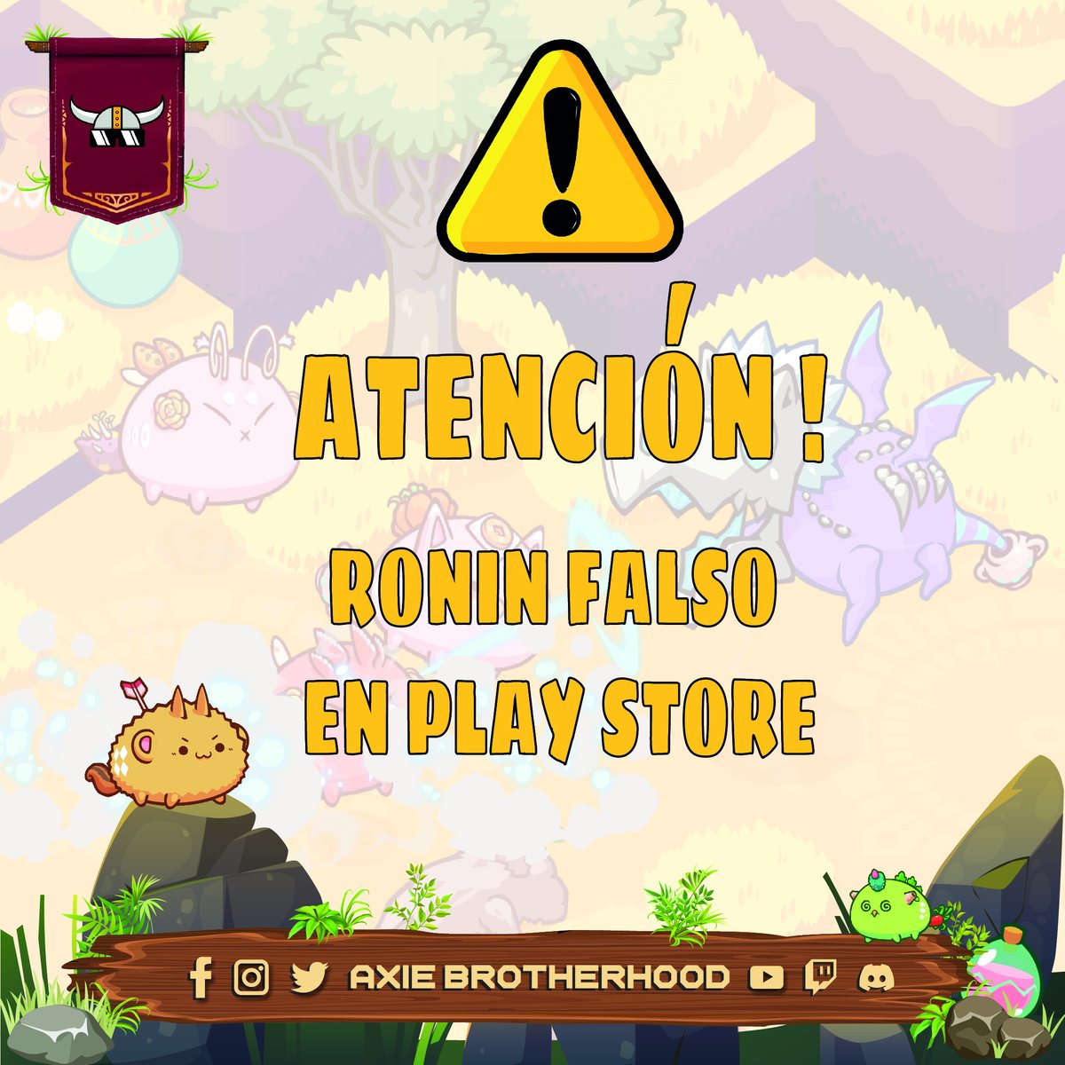 NFT_Brotherhood's tweet photo. Lamentablemente hay muchos casos de estafa .
Por el momento NO EXISTE WALLET MOVIL RONIN la que se encuentra en Play Store es FALSA!
no descargues por el buscador de google , por favor SOLO EN PAGINAS OFICIALES , tengan mucho cuidado ! https://t.co/O1IDDeiJRV