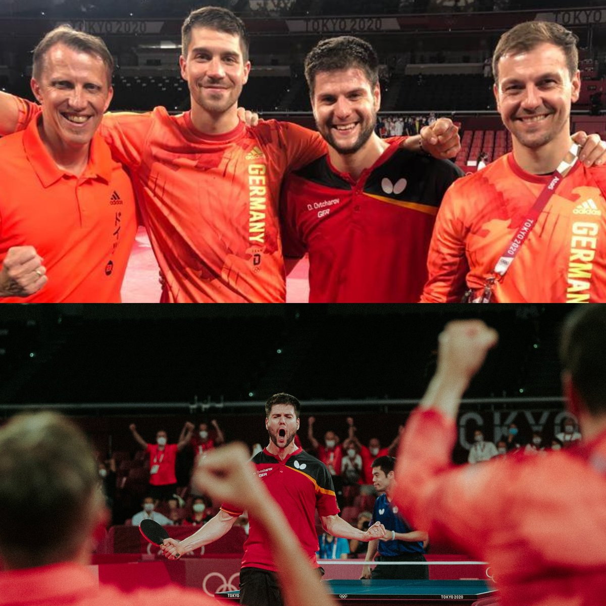 dimaovtcharov's tweet photo. Through to the semifinal after a very tough win today ... 💪

Let’s go Team D 🏓😃

#tokyo2020 #olympics #tabletennis #tischtennis https://t.co/IgSiQ5S02z