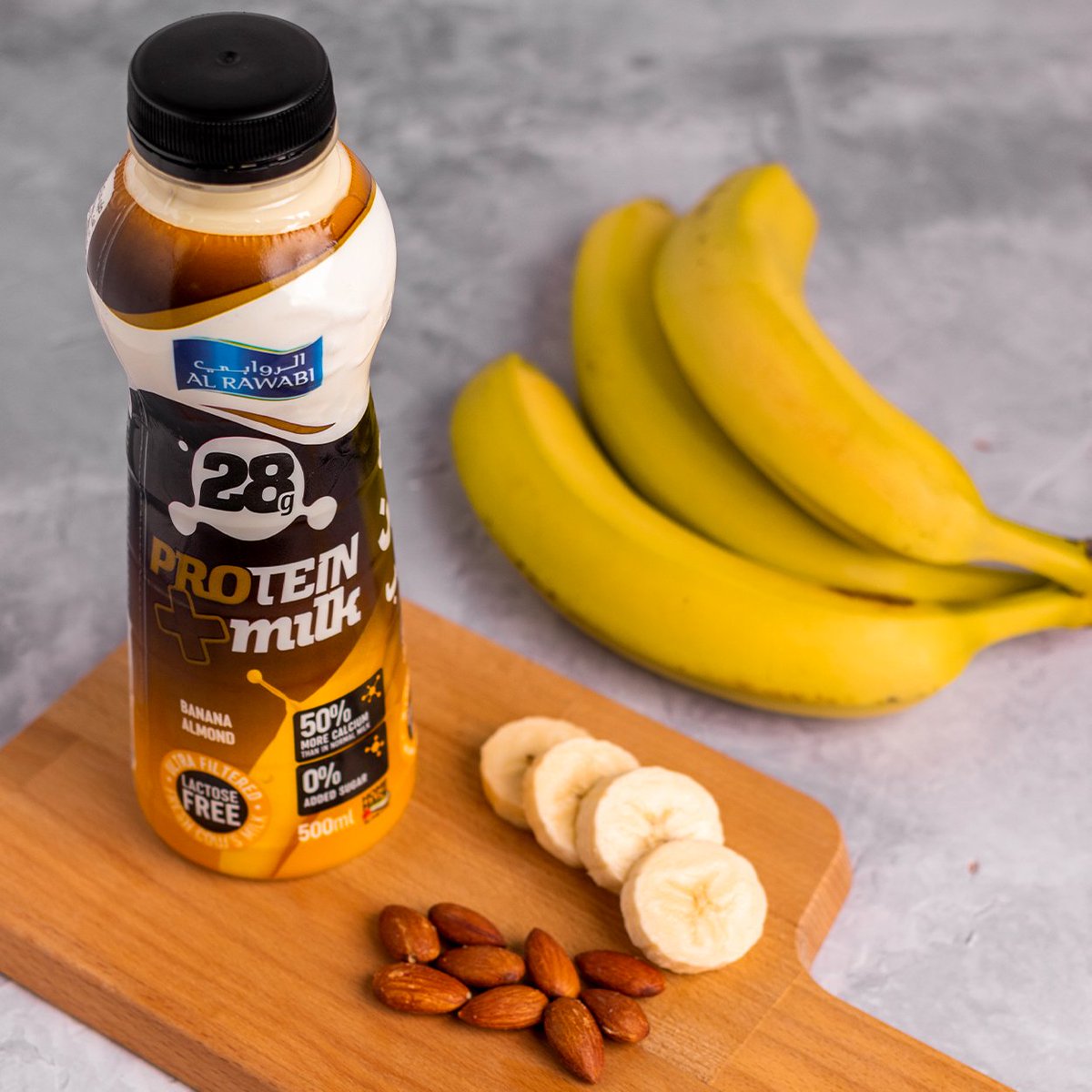 Have you tried the new Al Rawabi Banana Almond Protein+ Milk yet? 🍌 
If not what are you waiting for?
هل تذوّقتم بروتين+ حليب بالموز واللوز الجديد من الروابي؟ 🍌 ماذا تنتظرون إذًا؟   
#AlRawabi #AlRawabiDairyCompany
#PureMilkProtein #ProteinPlusMilk #ProteinMilk #الروابي