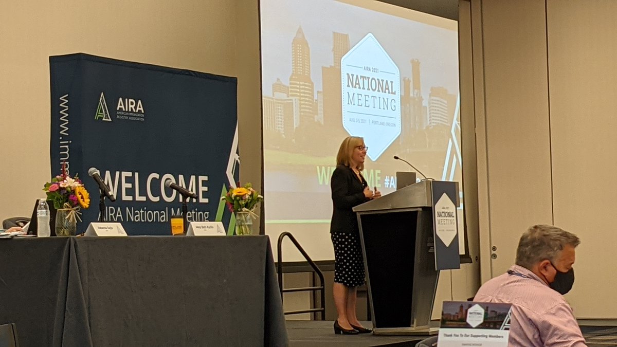 AIRA_ImmReg's tweet photo. Mary Beth Kurilo, unofficial Portland ambassador, gave #AIRA2021 attendees a local welcome to the Pacific Northwest.
#AIRAinPDX2021 https://t.co/crdfw2OO9d