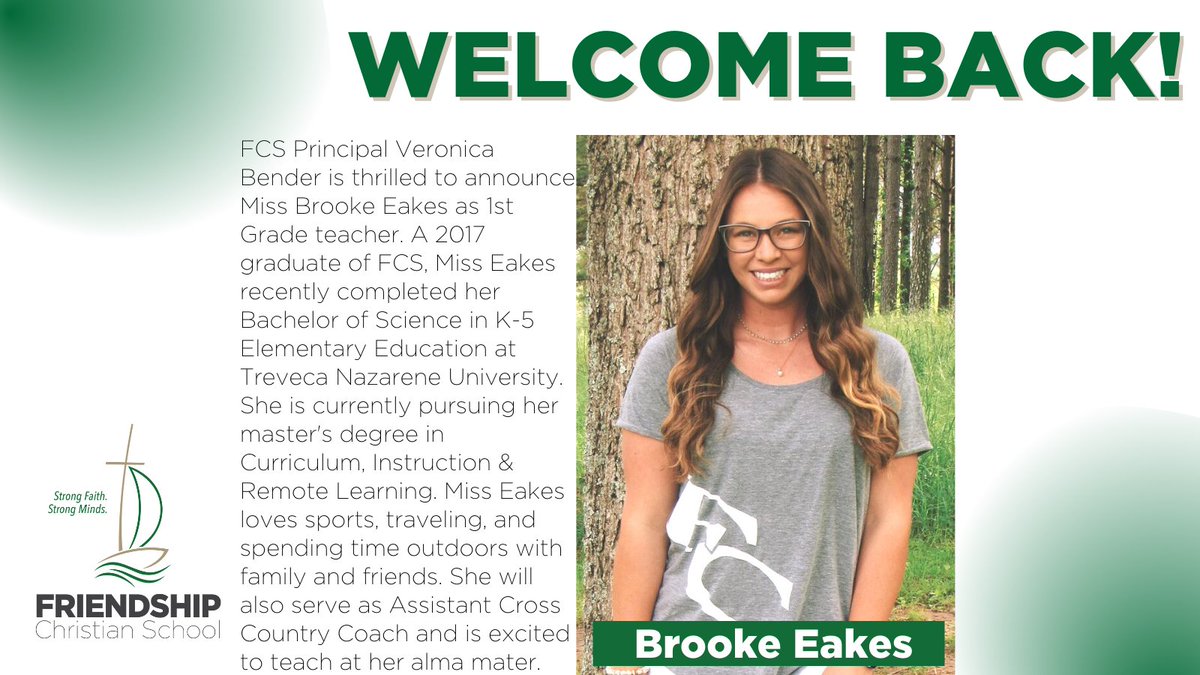FCS welcomes alumna Brooke Eakes as a new faculty member!⭐️
