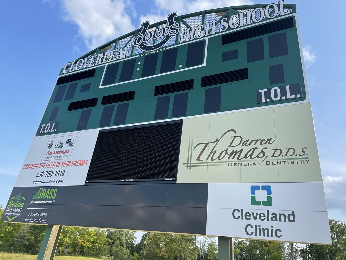 CloverleafLocal's tweet photo. New scoreboard at Gene Clark Stadium … Can’t wait to see the Colts light this thing up in just a couple of weeks! #cloverleaf #coltpride https://t.co/WHXvzvS9mf