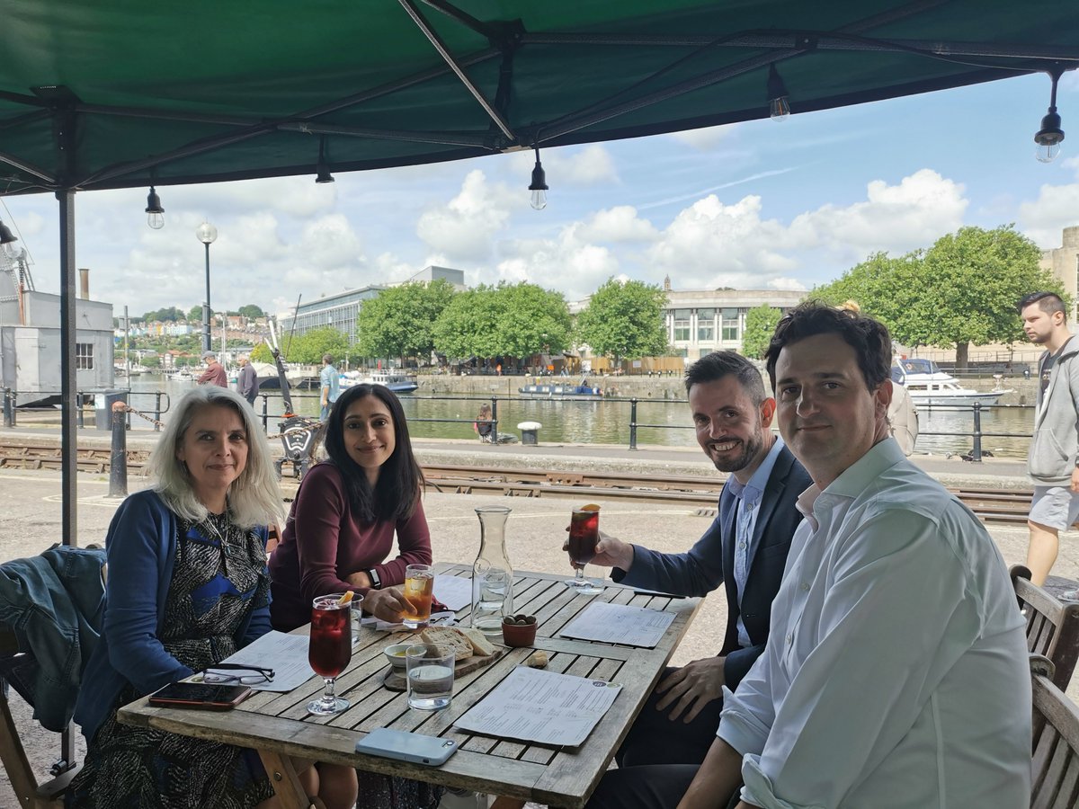 The first John Murray Press get-together in Bristol! A lovely harbour side lunch by one of our new regional offices with @betterworldecon, <a href="/NickDavies77/">Nick Davies</a>, @andyhodderfaith and <a href="/Sanphy/">Sanphy Thomas</a>