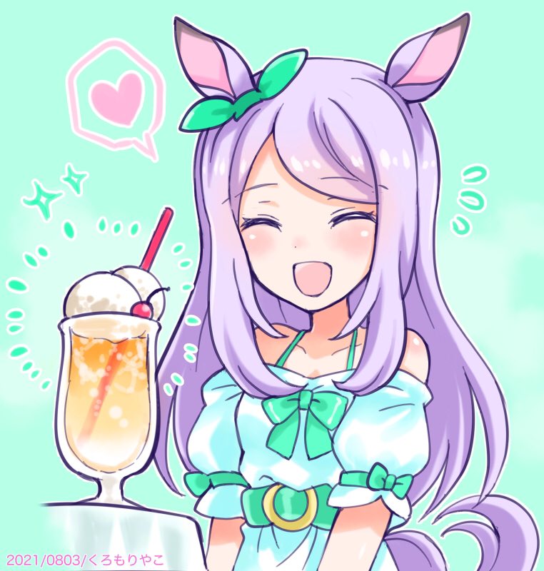 ウマ娘「暑い日はフロートにしてしまう🍹
マックイーンちゃんです😆✨

#ウマ娘版深夜」|くろもりやこ🎂同人誌委託中🍭のイラスト