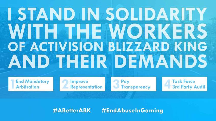 the employees of Activision Blizzard King have my full support. 

- end mandatory arbitration 💙
- improve representation 💙
- pay transparency 💙
- task force/3rd party audit 💙

#ABetterABK #EndAbuseInGaming