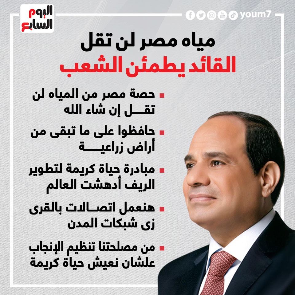 مياه مصر لن تقل .. القائد يطمئن الشعب السيسي