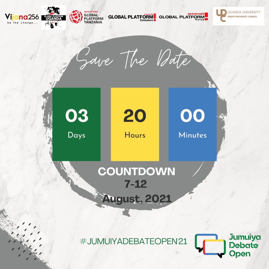 Vijana256's tweet photo. 3 days to the ultimate #JumuiyaDebateOpen'21!🕺🎉🕺💃

Save the link to the live event that will be used to login via Discord.
https://t.co/UKzgVsi2QV.
.
.
#JumuiyaDebateOpen'21 https://t.co/xhOB2qBRLi