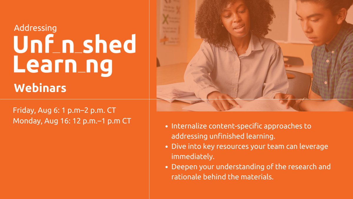 InstructUP's tweet photo. Want to learn more about the Addressing Unfinished Learning toolkit? Join one of our free webinars to dig into the key resources your team can leverage immediately. 

Register here: https://t.co/Es9JBPYRF9 https://t.co/JoJivt2Coz