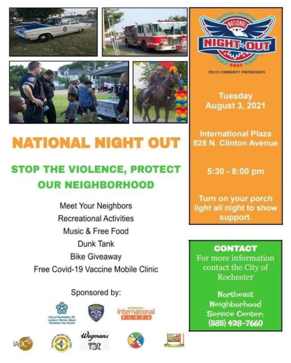 NATIONAL NIGHT OUT!!! 5:30 - 8:00 p.m. at the International Plaza today FREE FOOD AND MUSIC