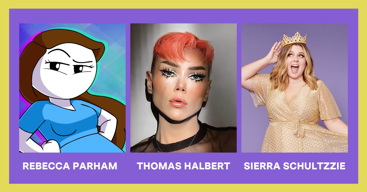 VidCon's tweet photo. OKAY, WE SEE YOU... @_RebeccaParham, @ThomasBeautyy &amp; @schultzzie will all be at #VCUS21 as Featured Creators! https://t.co/ueyq0sATB6