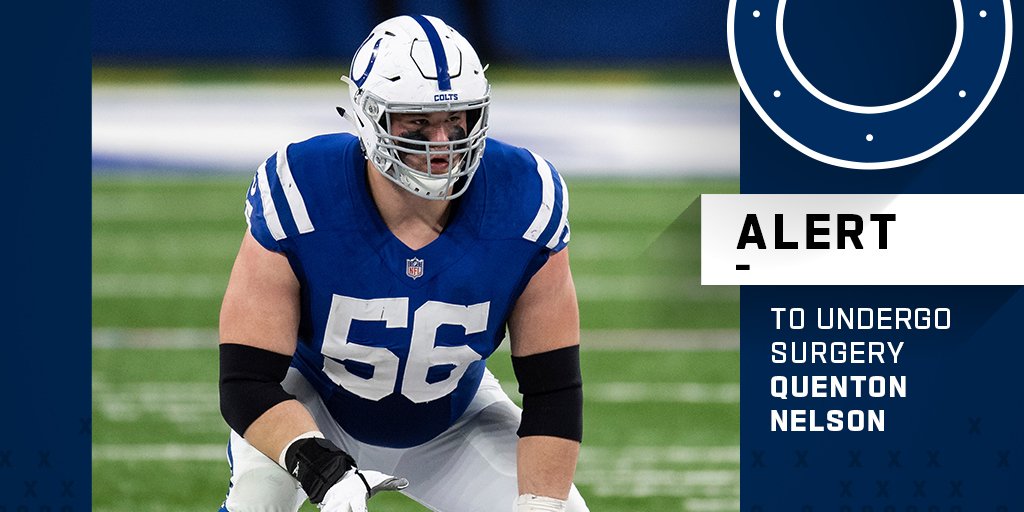 NFL's tweet photo. Colts G Quenton Nelson (foot) to undergo surgery, expected to miss 5-12 weeks. https://t.co/C3nVTrXAFd
