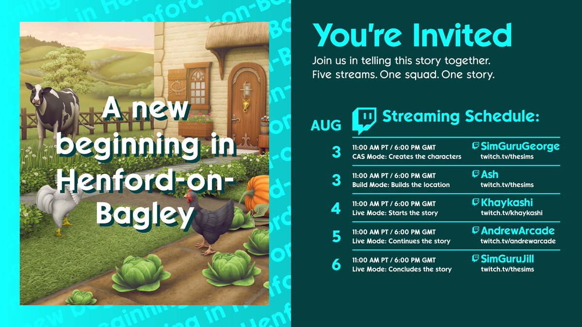 TheSims's tweet photo. Simmers & SimGurus are bringing the hills of Henford to life with a #SimTogether series of streams featuring the #Sims4CottageLiving starting today at 11 AM PT on the Inside Maxis Livestream!✨
Peep in on the fun at https://t.co/0kxZKRIjOP 🐣🐤🌳 https://t.co/86Nz9vzBvd