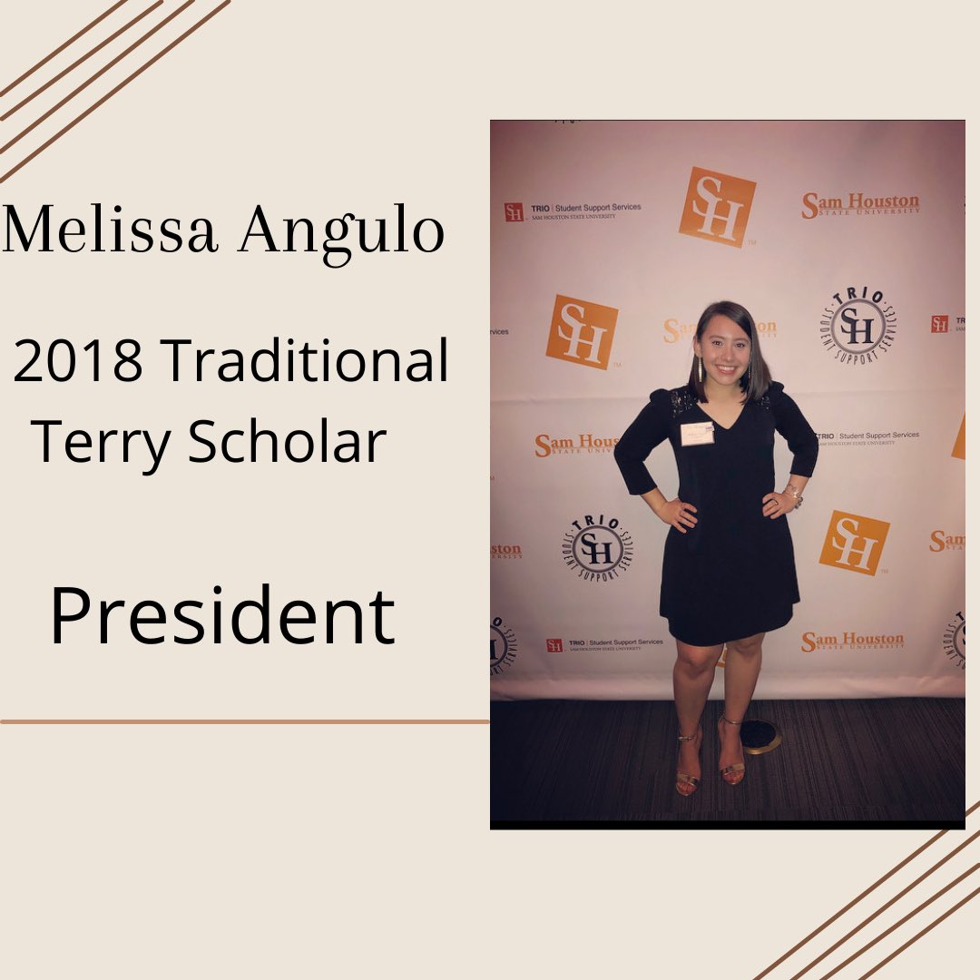 shsu_terry's tweet photo. #TerryTuesday- Meet our Officer Board Edition ✨ Hello Everyone! My name is Melissa Angulo! I am senior this year. I am majoring in Education with a 4-8 mathematics minor. This year I will serve as the president. I am beyond excited for this year! https://t.co/2nJHkZqNY9