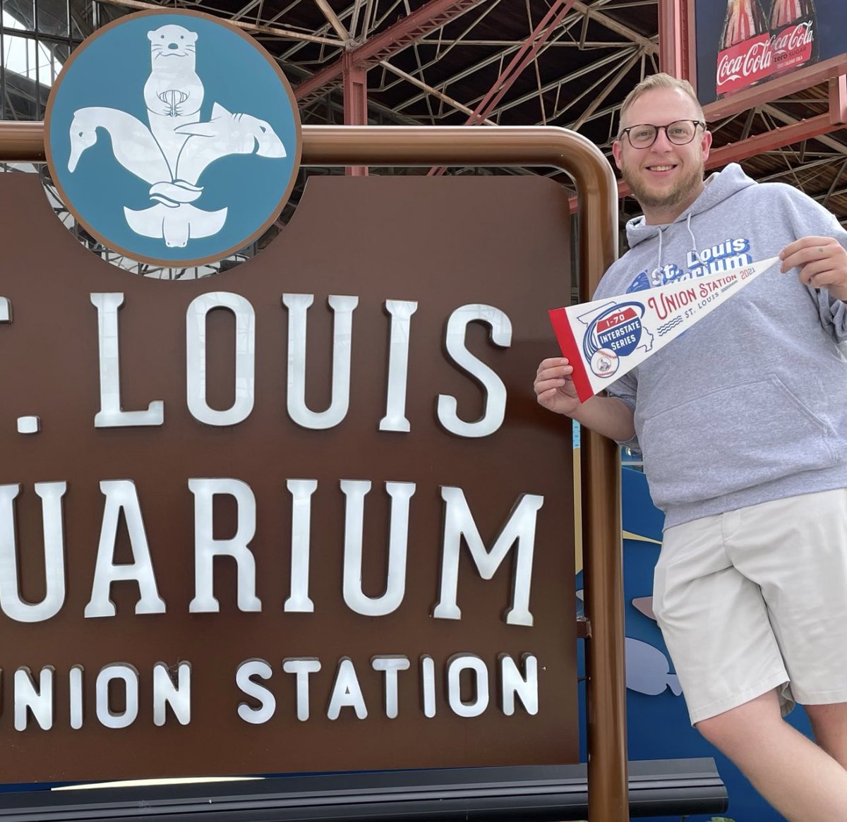 This Friday, Saturday and Sunday ➡️ Guests 12 and under that visit the Aquarium or @stlouiswheel will get a free baseball pennant in honor of the I70 Series this weekend with the @cardinals and @Royals! *while supplies last