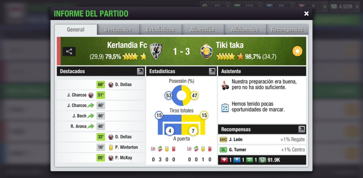 Resumen Del Partidos ⚽
🏆Jornada 14 | Liga
🥅Kerlandia Fc 1 - 3 Tiki Taka
🏟️Estadio Kerlandes
A pesar de los esfuerzos en los entrenamientos el rival fue mas superior en la cancha.