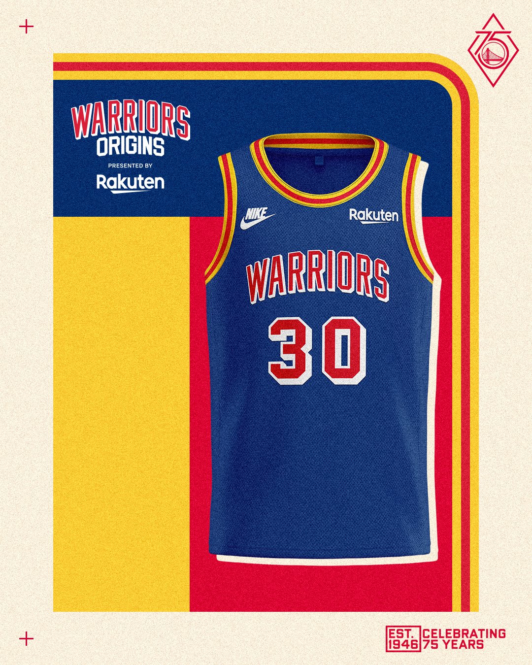 Warriors Unveil 2021-22 Warriors Origins Jersey, Presented by Rakuten,  Ahead of 75th Anniversary Season