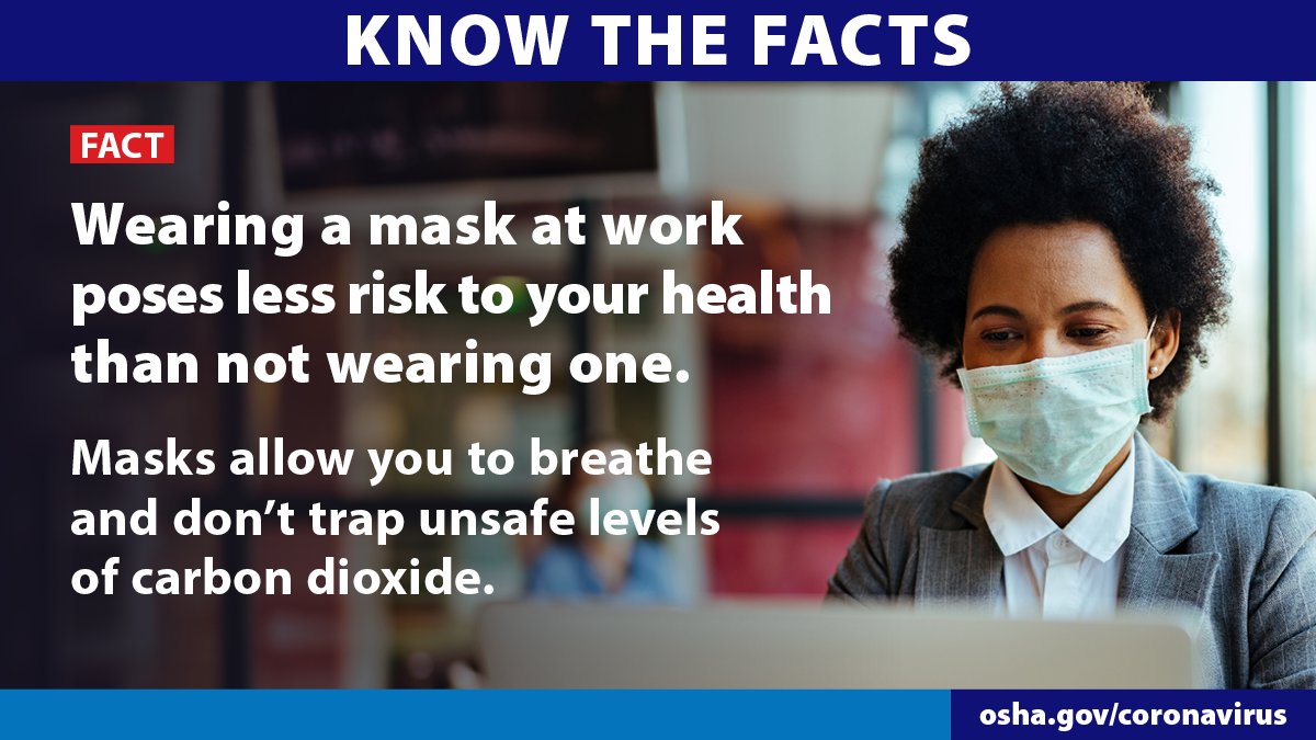 OSHA_DOL on Twitter "FACT OSHA wearing masks and cloth face coverings at work to