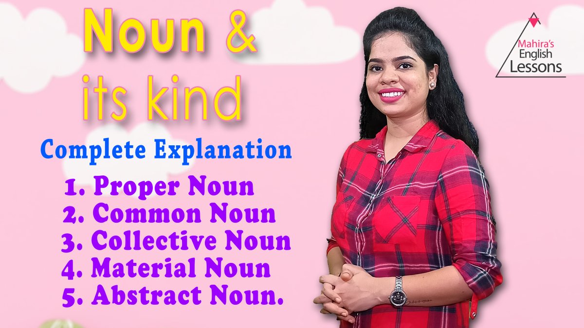 MahiraStudio's tweet photo. Mahira's English Lessons
New Video: Noun And Its Kinds in English
YouTube Channel
Subscribe The Channel For The Video.
#spokenenglish #LearnAtHome  #vocabulary #importantwords #propernoun #commonnoun #collectivenouns #materialnoun #abstractnoun https://t.co/Mq1QTv7Cpv