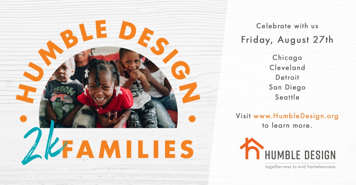 Get ready, get set, celebrate! Join us as we celebrate our 2,000th National #DecoDay on August 27th in all 5 cities: #Chicago, #Cleveland, #Detroit, #SanDiego, and #Seattle.
Stay connected by visiting us at HumbleDesign.org and follow us @humbledesignnational.