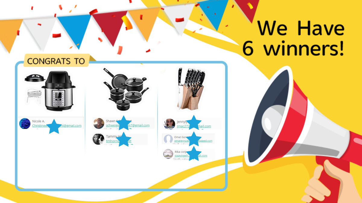 TikTechOfficial's tweet photo. Congrats these fans on winning some amazing gifts in our #HappyCooking Draw. 
We will notify via Email. Have a nice meal with CSS Kitchen Family! 😆 

Plus, Thank all for the participation! Good luck next time!🍀🍀🍀
https://t.co/L14a7XbrfA

#WinnerAnnouncement #LuckyDraw https://t.co/jx1AFwg08y